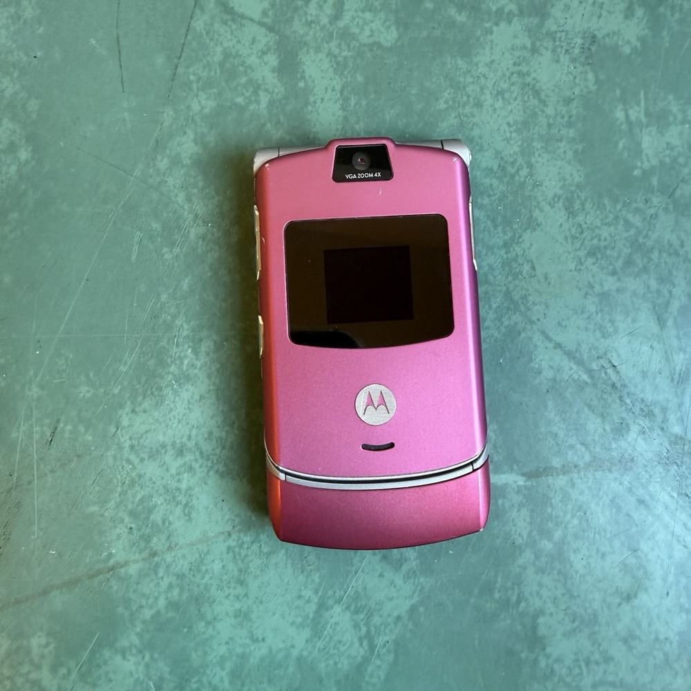 Motorola RAZR V3 Magenta Pink Flip Phone Vintage Y2K Retro *Needs New Battery